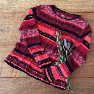 Vintage Striped Sweater with Various Yarns